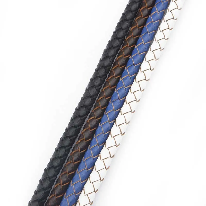 1 метр 5 мм круглый плетеный шнур из натуральной кожи черные белые синие кожаные