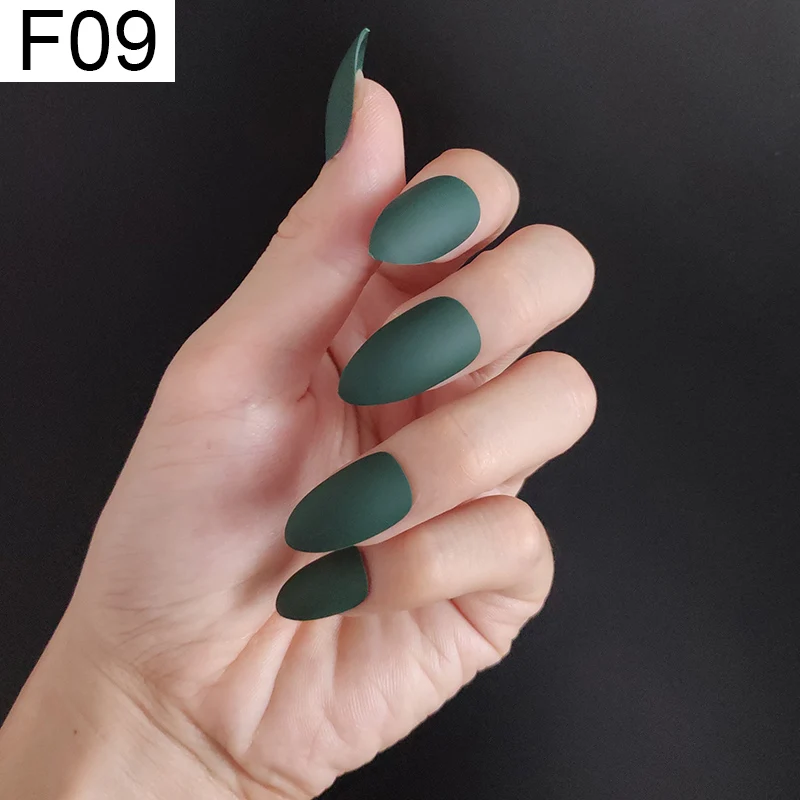 F09 Stiletto x 1PC 24 шт./компл. стилет балерина гроб круглый овальной формы с полным покрытием матовая накладные ногти для ног, мягкая на ощупь, накладные ногти искусственные ногти Нейл Арта, набор - Цвет: F09 Stiletto x 1PC