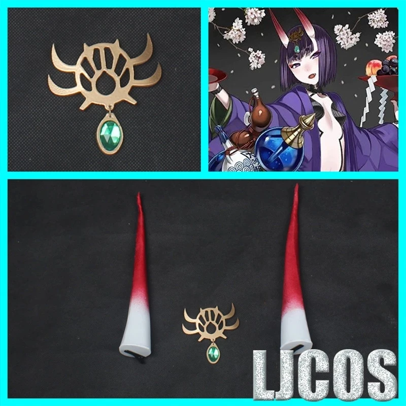 Fate Grand Order FGO Shuten Douji Cosplay Парики рога головной убор реквизит для косплея аксессуары