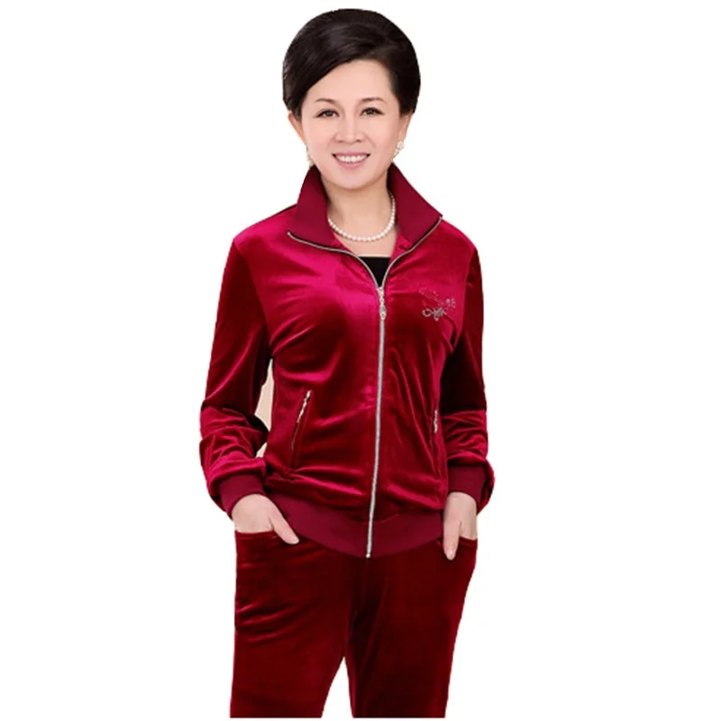 Новый Бархатный спортивный костюм для женщин на весну и осень новый матери