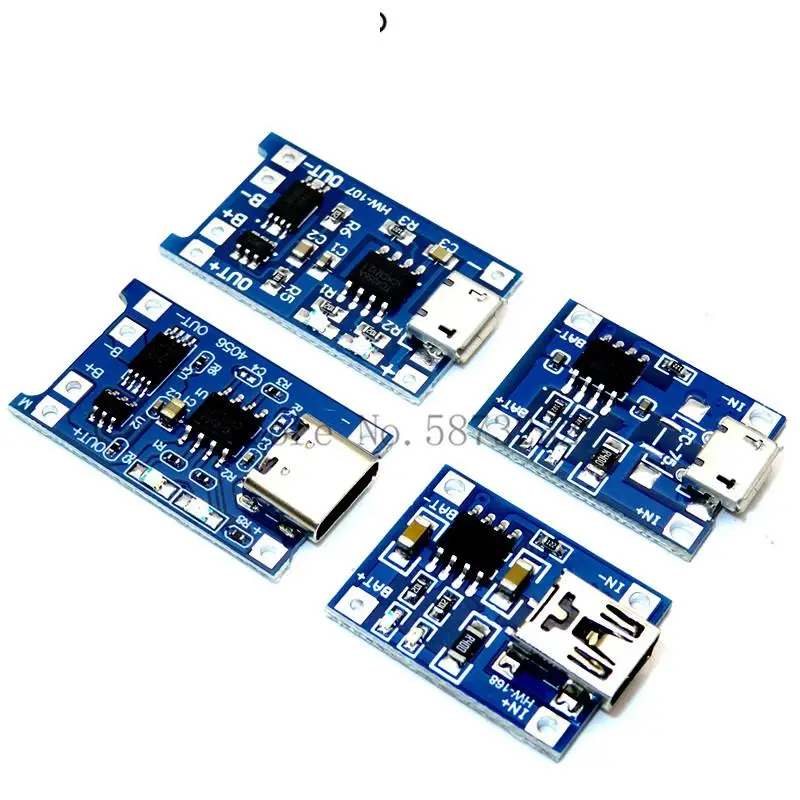 

100 шт., зарядная плата TP4056 с Micro USB, 5 В, 1A, 18650