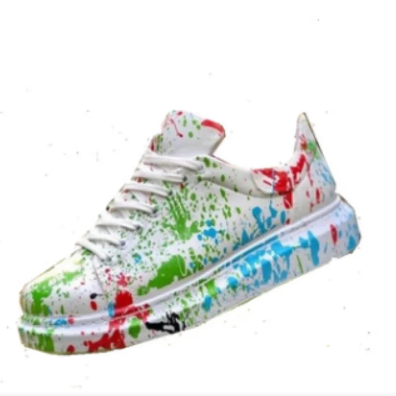 

Women Sneakers Casual Comfortable Flexible Fashion Leather Wedding Walking Shoes Sport Graffiti Lace-up Spring/autumn Luxury2021