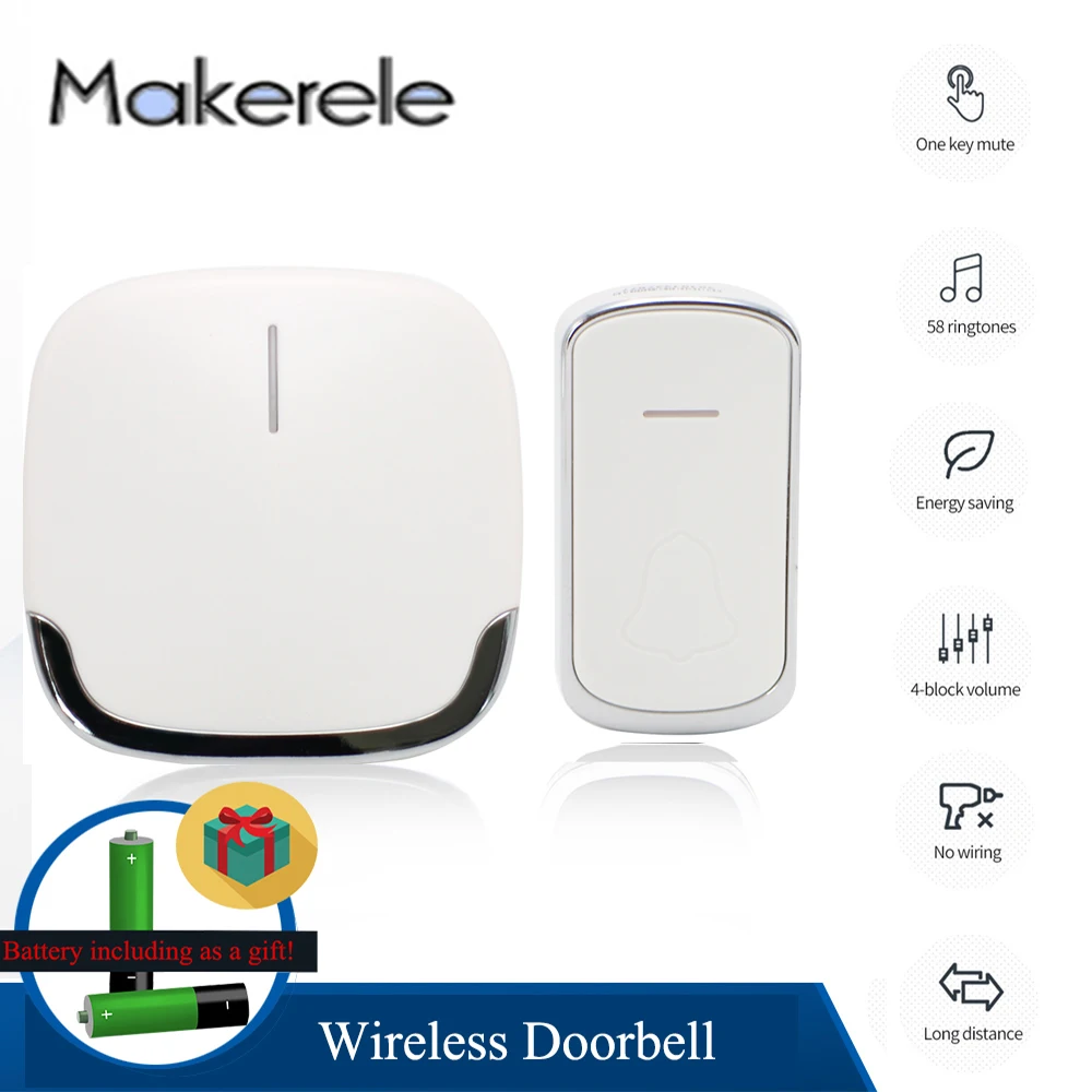 Умный водонепроницаемый беспроводной дверной звонок колокольчик постоянного