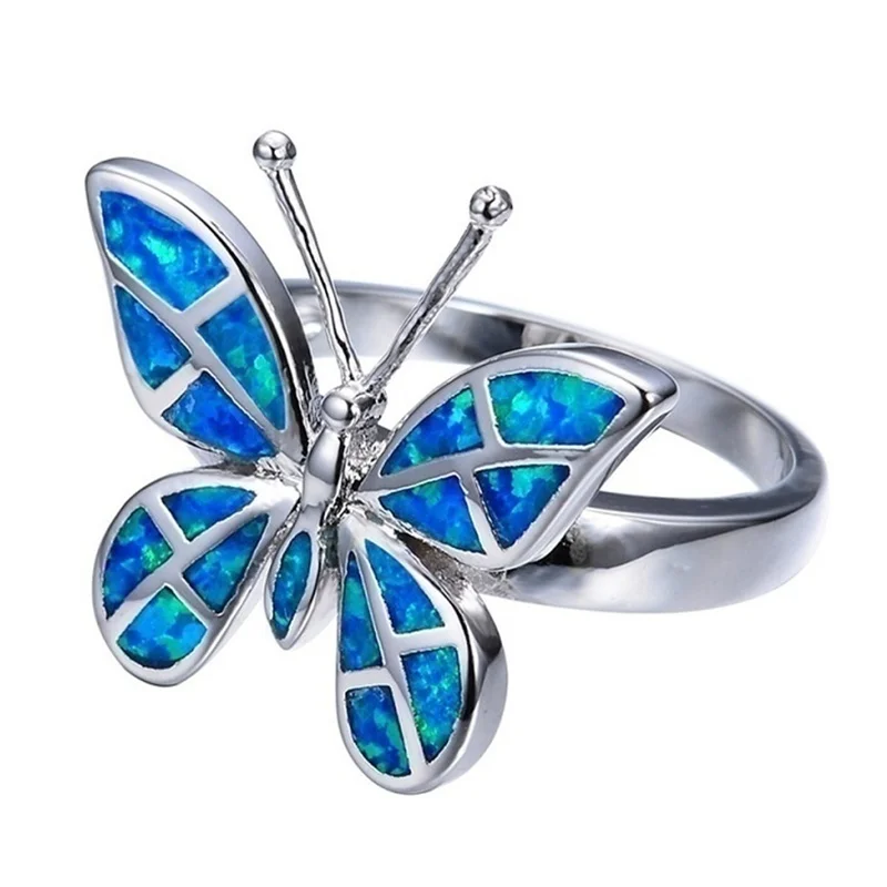 FDLK 2019 Новое модное кольцо из цинкового сплава с синим имитацией опала Винтажные