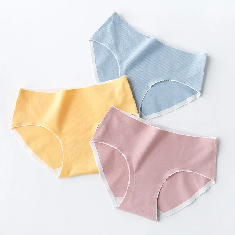 

Roseheart Women Fashion Skin White Cotton Mid Waist Seamless Panties Underwear Lingerie Women Briefs Underpants M L