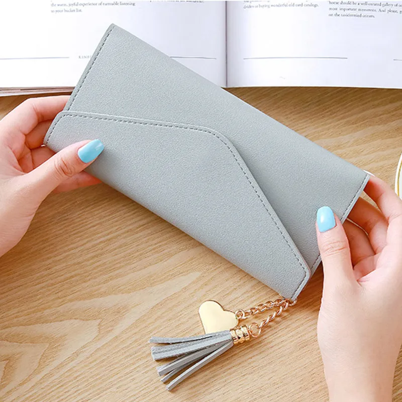 

Women Leather Slim Wallet Long Design Trifold Credit Card Holder Organizer Purse SWD889