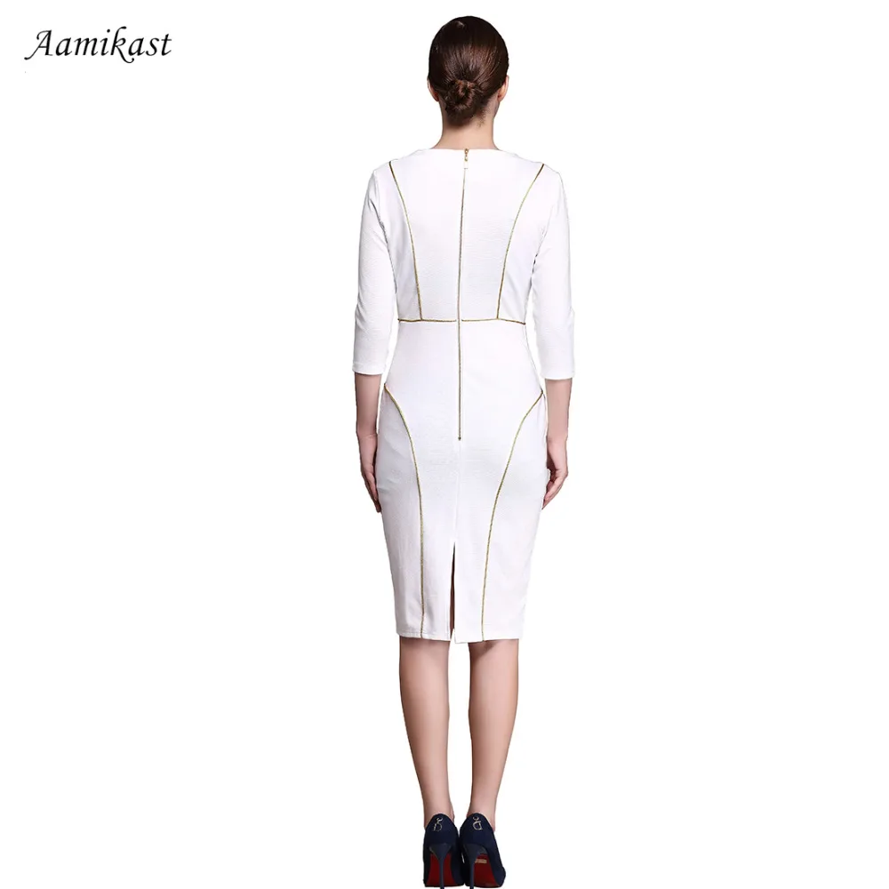 Женское платье карандаш с круглым вырезом рукавом три четверти|Женские платья| |