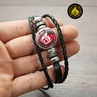 Мужской многослойный браслет Genshin Impact Vision God's eyes, светящийся временной драгоценный камень, плетеный кожаный ремешок с пряжкой, женские подарки