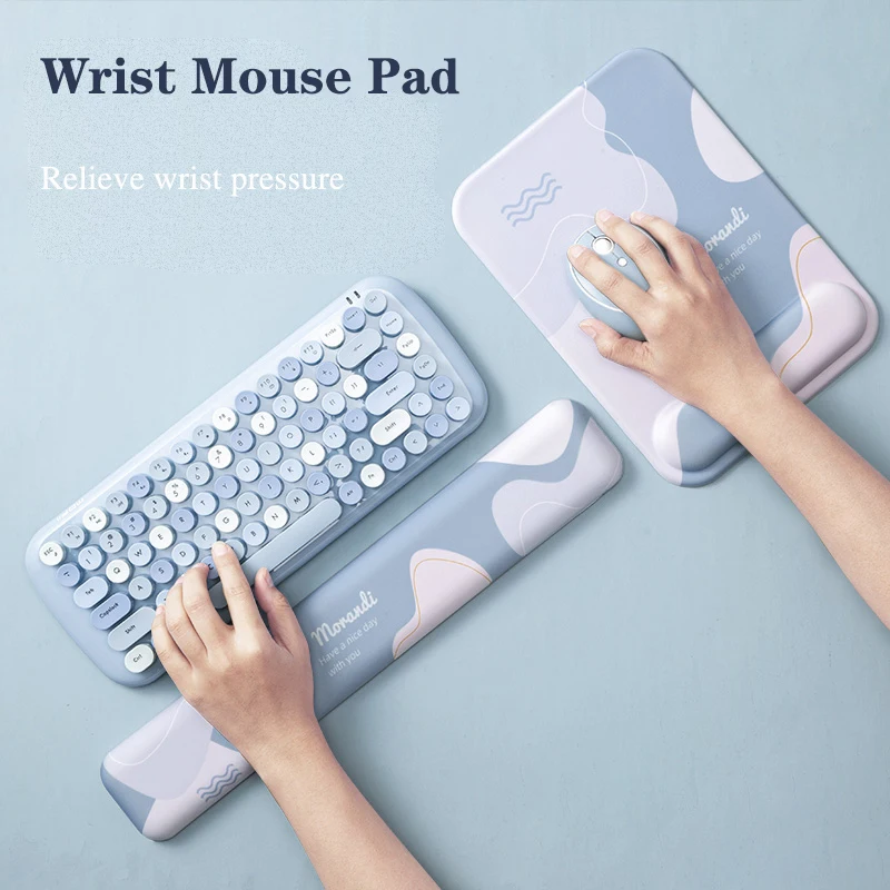 Mouse Pad with Keyboard Wrist Rest Set Nonslip Silicone Ergonomic Hand Support Mice Mat 3D Mousepad For Office Work Game Laptop