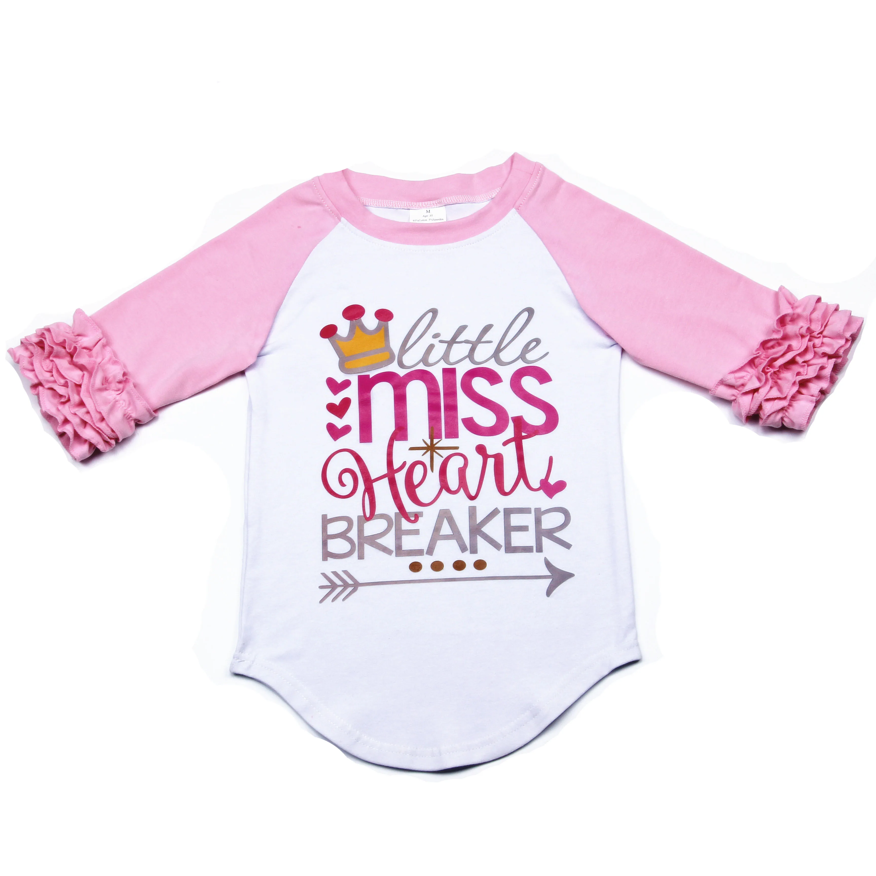 Футболка реглан на День святого Валентина детская хлопковая с принтом сердца