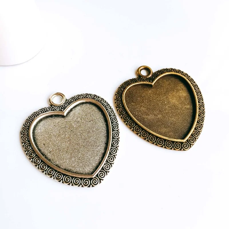 5 шт./лот 25 мм ожерелье с подвеской античная бронза серебро стекло Кабошон Пустые