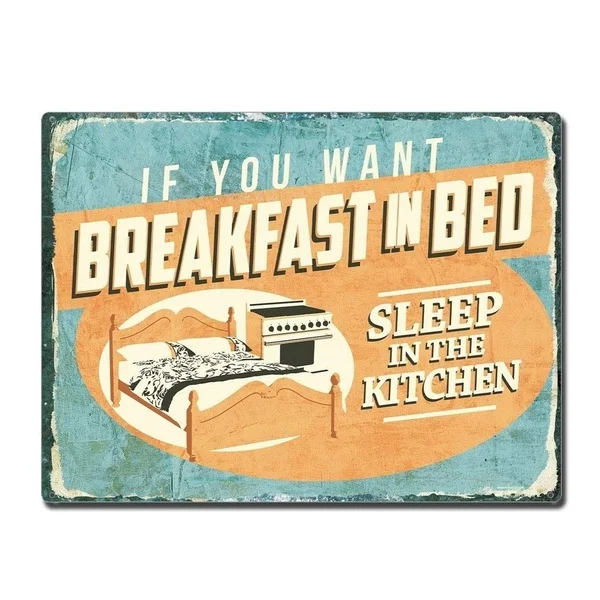 

Breakfast In Bed Tin Sign art wall decoration,vintage aluminum retro metal sign,iron painting vintage decoration sign,