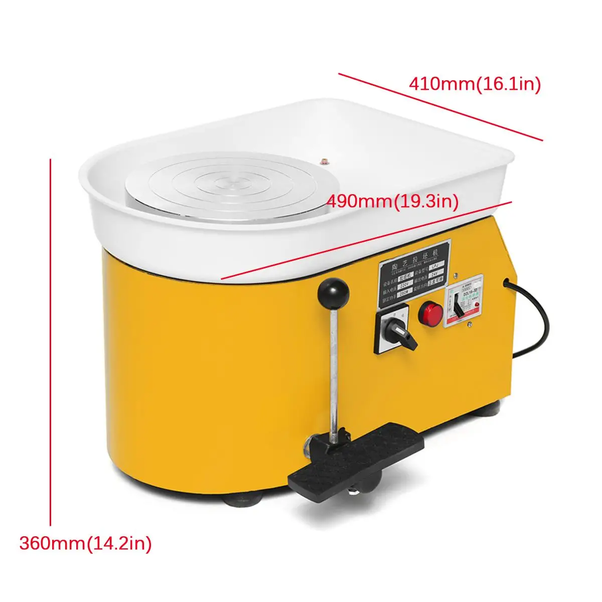 M&aacute;quina formadora de cer&aacute;mica el&eacute;ctrica de 110V, rueda de cer&aacute;mica de 235mm, herramienta de arcilla, Pedal de pie, artesan&iacute;a de arte, trabajo de cer&aacute;mica-5