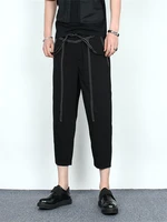mens casual pants summer new brunet ice silk vertical feeling loose white line design small foot pants pencil pants