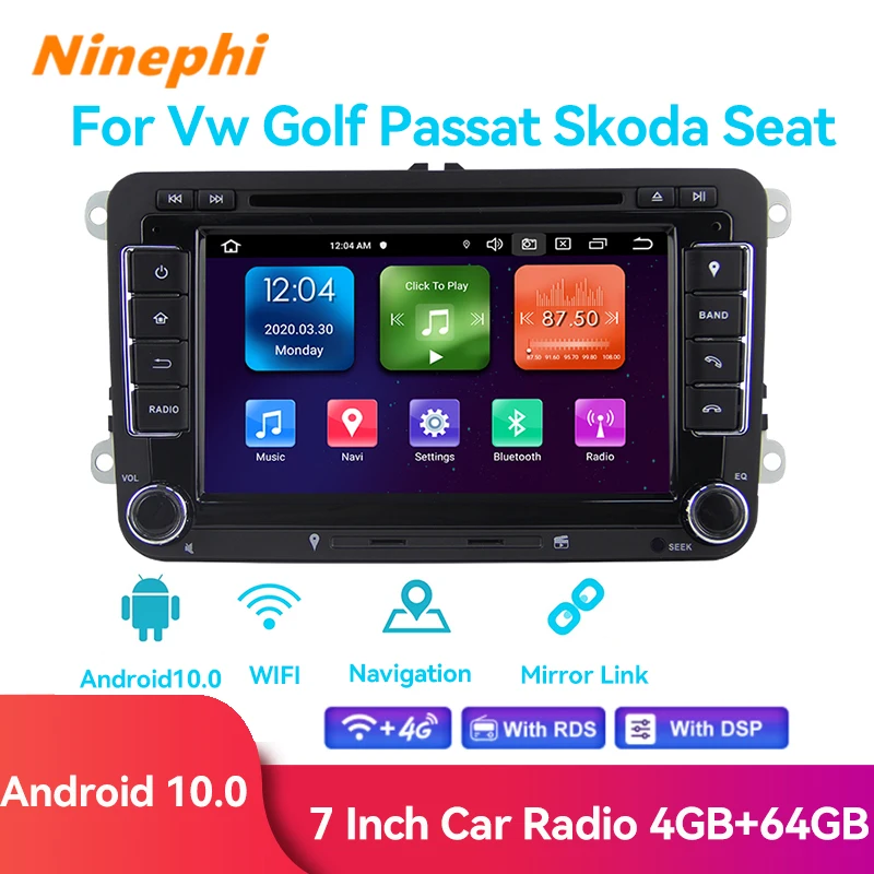7-дюймовый Android 10 для VW Magotan Passat Jetta Golf Skoda Auto Radio 2DIN 4 Гб + 64 ГБ Mirror Link WIFI 3G Mp5 4G CarPlay/Android