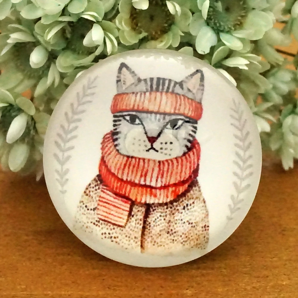 10 шт./лот круглый 8 25 мм мультяшный Кот стеклянный кабошон для изготовления колец