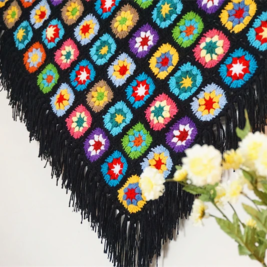 Настенный гобелен ручной работы в стиле бохо с кисточками украшение