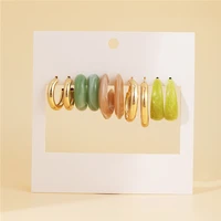 punk acrylic resin stud earrings set for women trendy gold circle earrings gifts jewelry