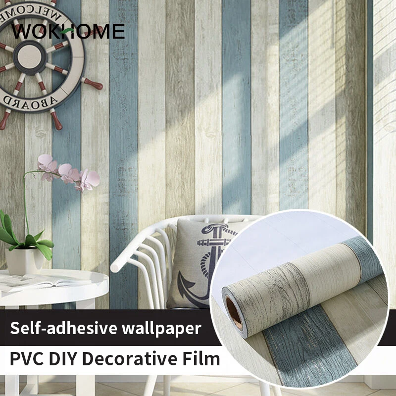 

WOKHOME Self Adhesive Wallpaper DIY Decorative Film Furniture Vinyl Wood Wall Stickers Contact Paper Moisture-proof Home Decor