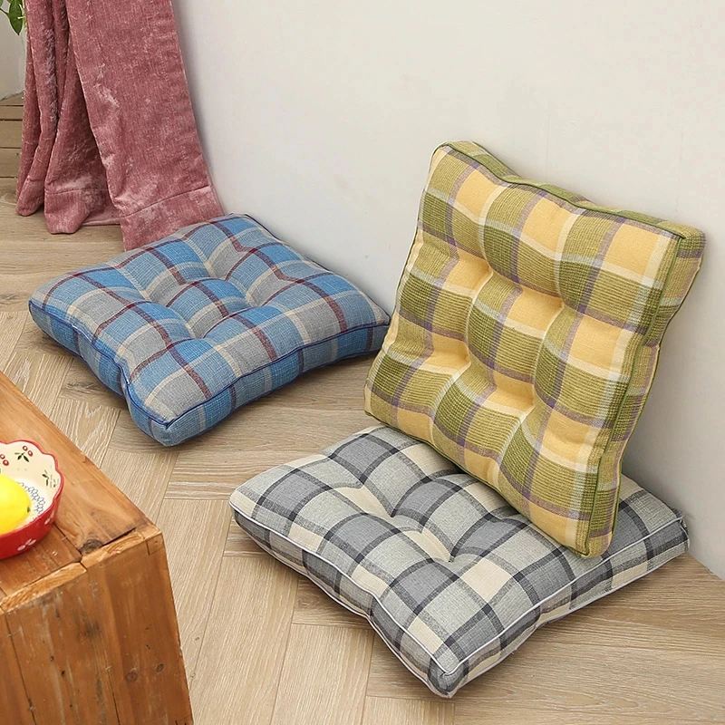 Клетчатый стул подушка для дивана нескользящая поддержка мягкая льняная в