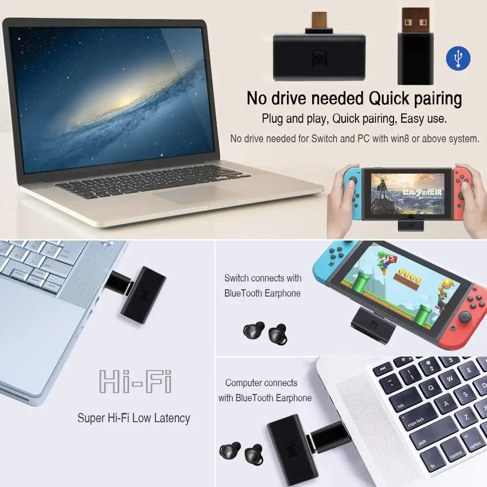 Bluetooth беспроводные наушники гарнитура приемник USB Type C аудио передатчик