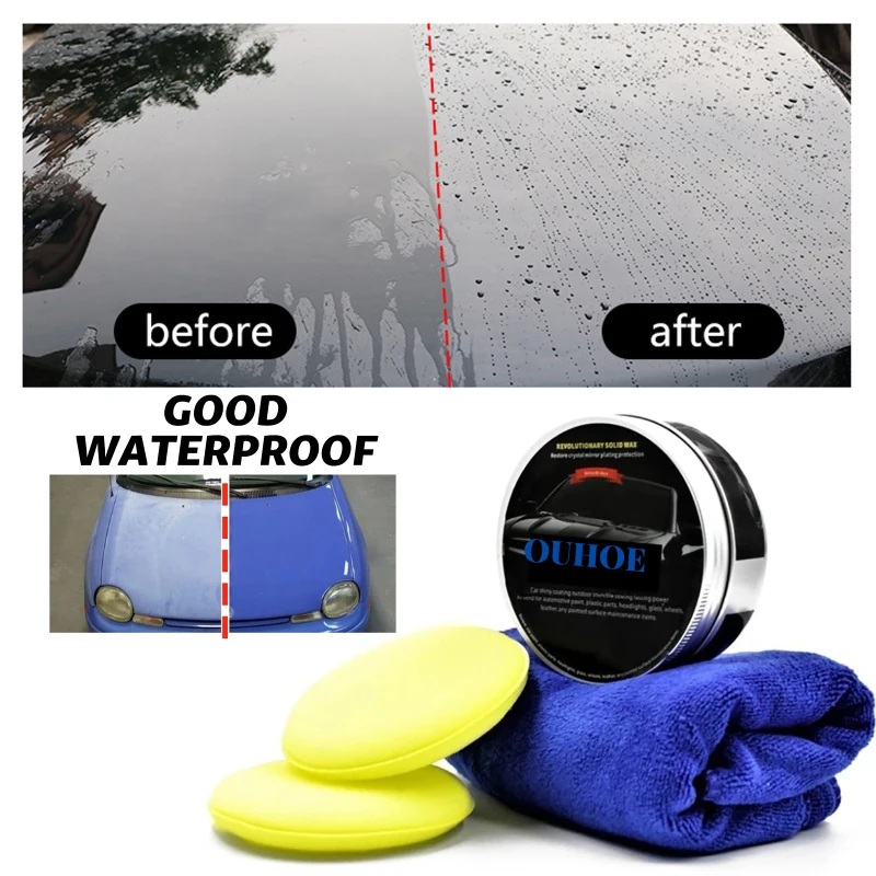 

50g/120g Car Wax Crystal Plating Set Hard Glossy Wax Paint Care Coating Tiny Scratch Repair Maintenance With Sponge And Towel