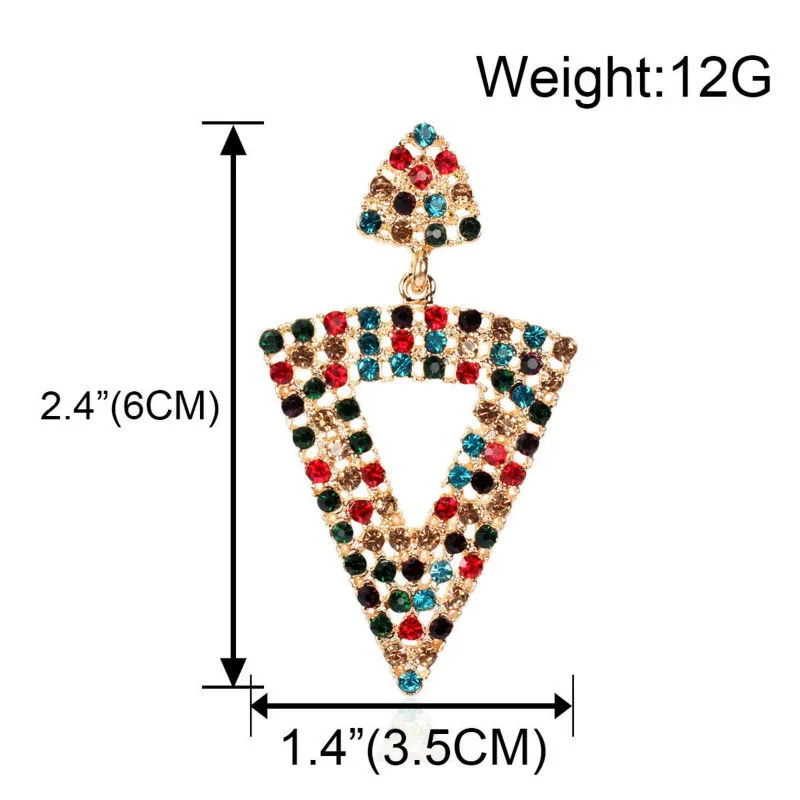 

Rhinestone Fashion New Temperament Earrings Triangle Texture Ladies Atmospheric Hollow Alloy Earrings