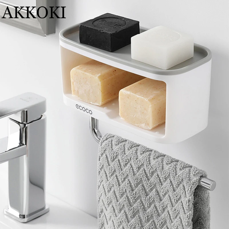 

Двухслойный держатель для мыла, держатель для полотенец, бумаги, платформа для хранения, Пластиковая Коробка для мыла, большой контейнер, но...