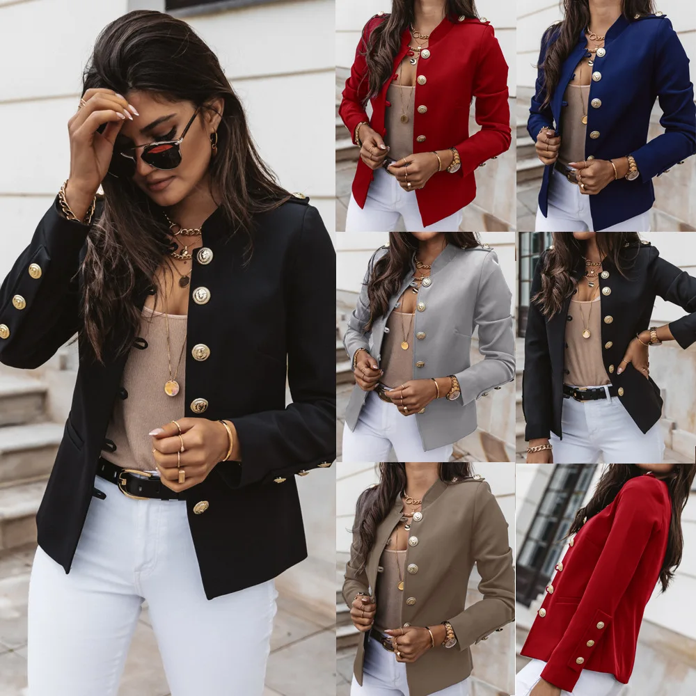 

2021 Popular Women's Long Sleeve Slim Breasted Blazer Short Coat