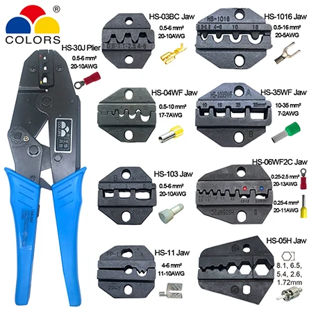 HS-30J 8 Jaws Обжимные плоскогубцы HS-30J 8 челюстей набор plug/трубка/изоляция/неизолированные клемм плоскогубцы alicate ручной инструмент комплект Зажимные инструменты - Цвет: HS-30J 8 Jaws
