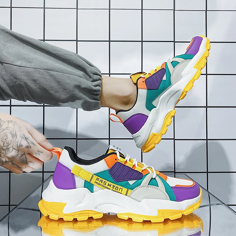 Hot Sale Sneakers for Men Spring Mixed Color Sports Shoes Breathable Man Running Shoes Outdoor Shoe Light Comfortable Sneakers