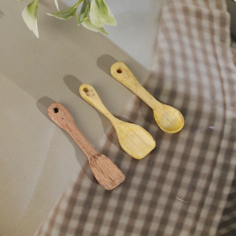 

Kitchen Utensils 3Pcs/set 1:12 Dollhouse Mini Wood Shovel Soup Spoon Kitchen Tool Utensils For Dollhouse Decoration New