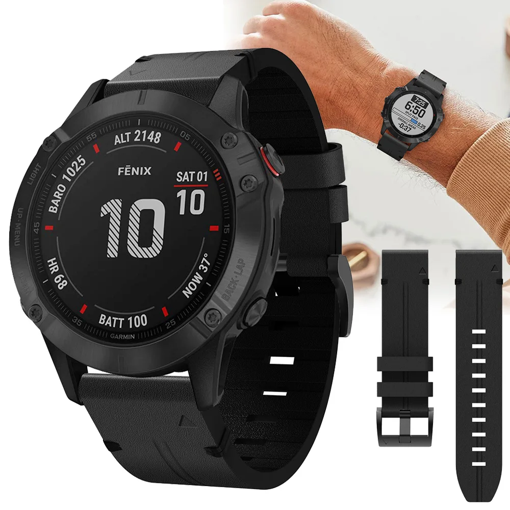 Ремешок из натуральной кожи для Garmin Fenix 6 / Pro ремешок 5 Plus сменный Браслет умных