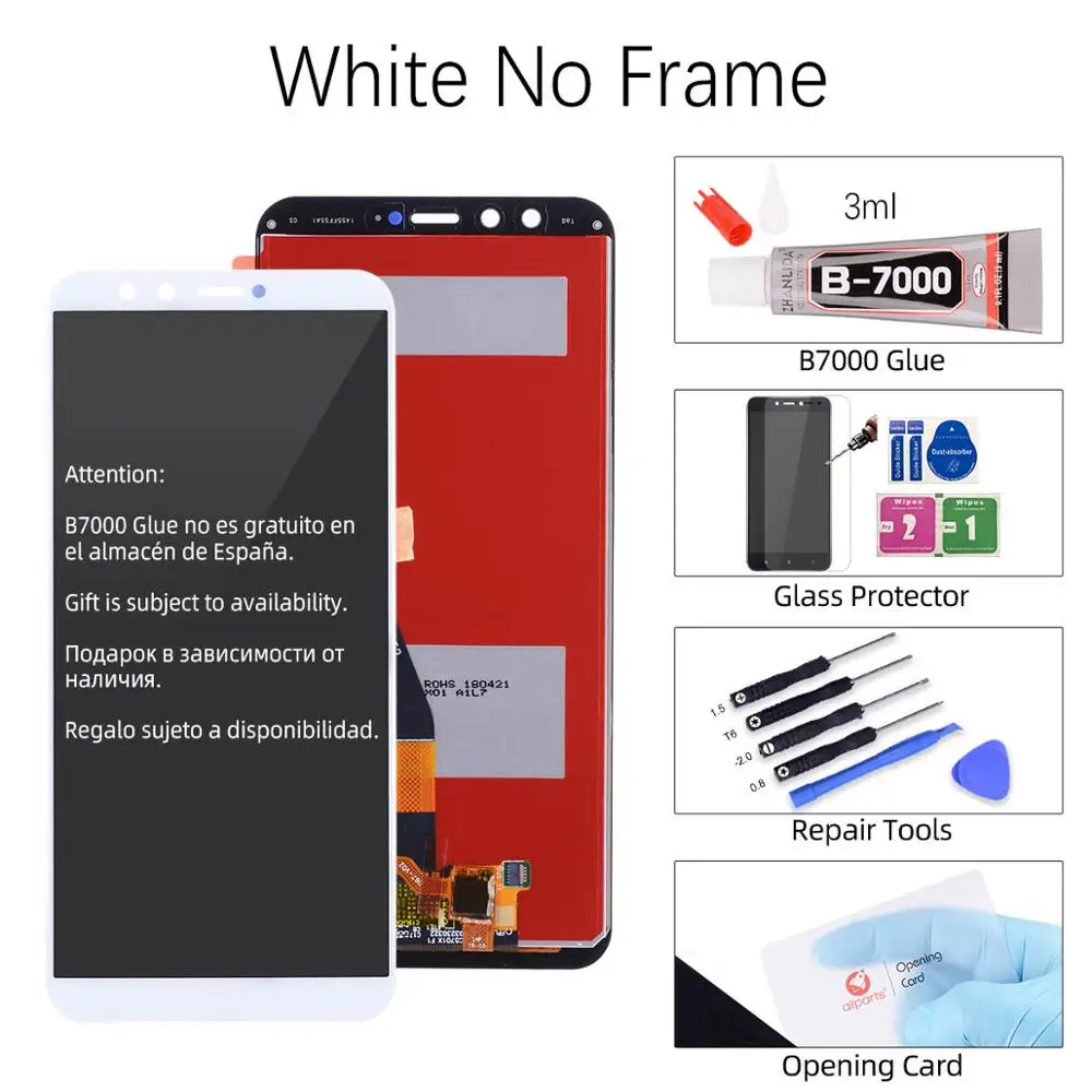 White No Frame Дисплей для HUAWEI Honor 9 Lite lld-al00 al10 tl10 LCD в сборе с тачскрином на рамке 5.65'' черный белый золото серый синий - Цвет: White No Frame