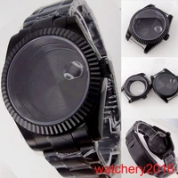 black pvd 39mm 36mm fix fluted bezel sapphire glass watch case fit nh35 nh36 miyota 8215 dg 2813 eta 2836 movement