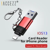 accezz tfmicro sd card reader for iphone 11 pro x xs max 8 7 6 5 plus ios13 memory cards reader 8 pin to usb adapter for ipad