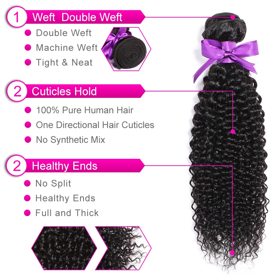 Jerry Curl Human Hair Bundles Brazilian Hair Weave Bundles 3/4 Bundle Deals 8-28'' Beyo Non-Remy Hair Extension Natural Black