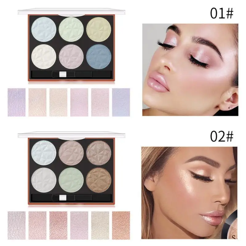 Новинка 6 цветов хайлайтер макияж мерцающая пудра палитра Осветление кожи