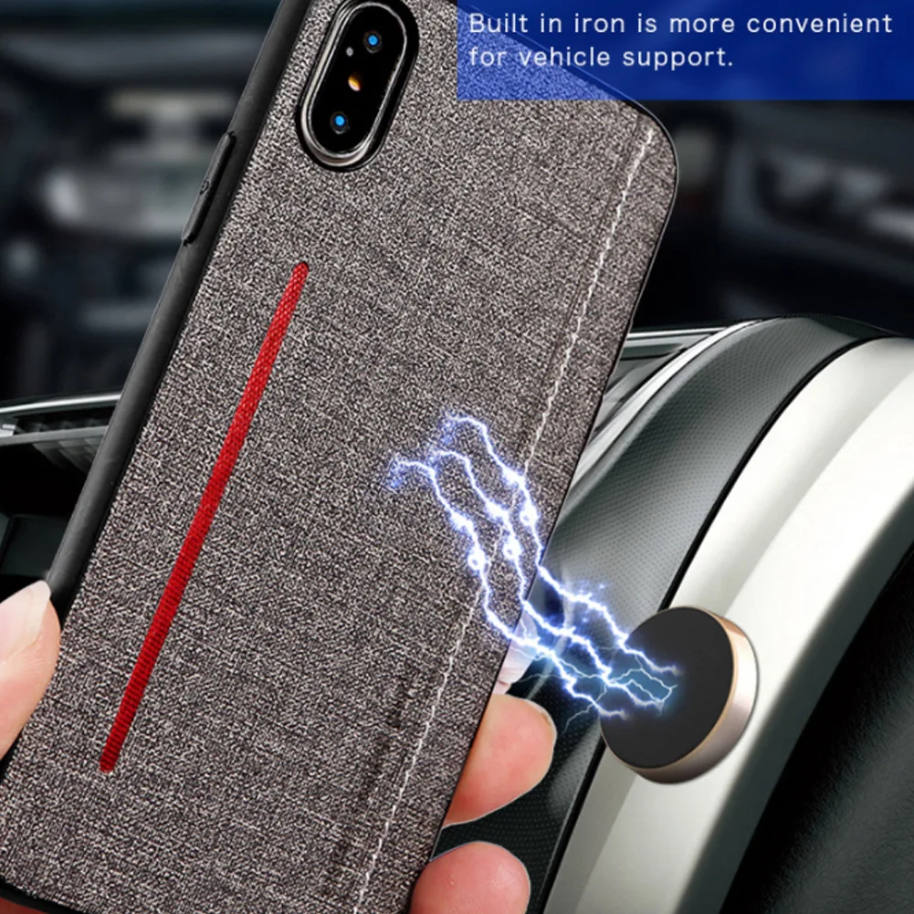 Автомобильный Магнитный тканевый текстурный чехол для iPhone 6 S 7 8 Plus X XS MAX XR мягкий