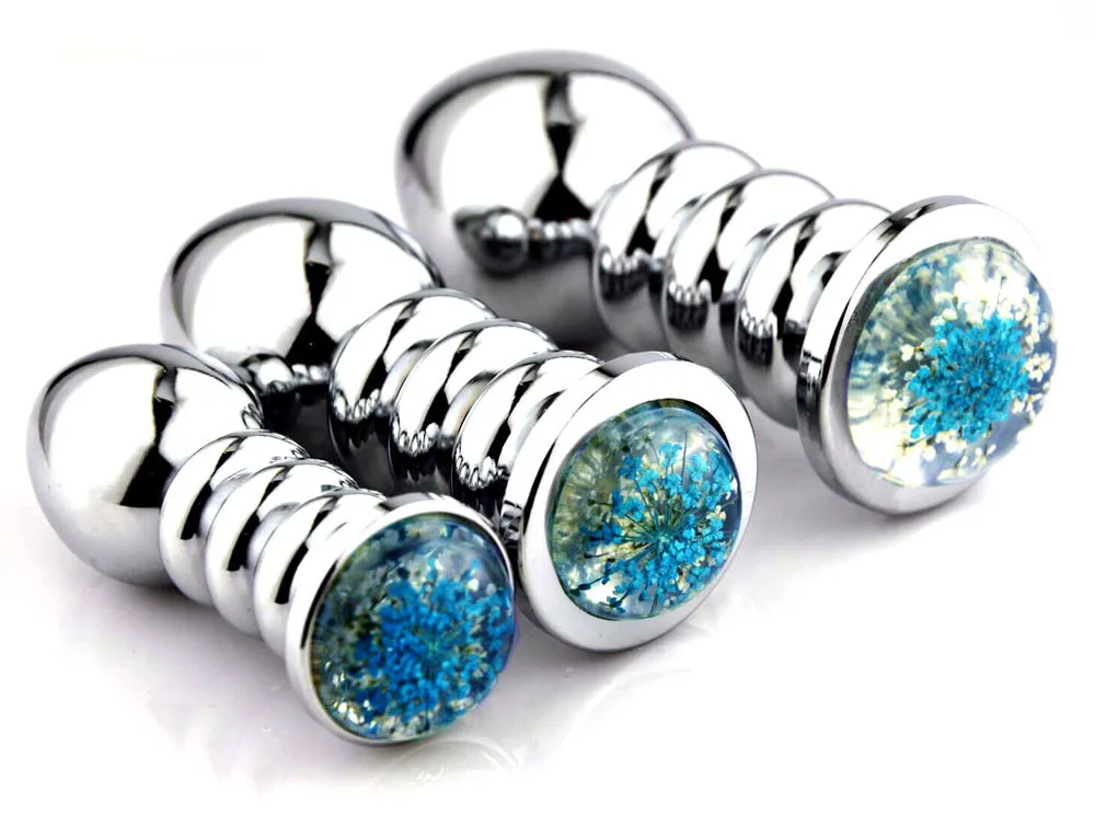 Анальная пробка из нержавеющей стали роскошная синяя 30/35/40 мм с металлической