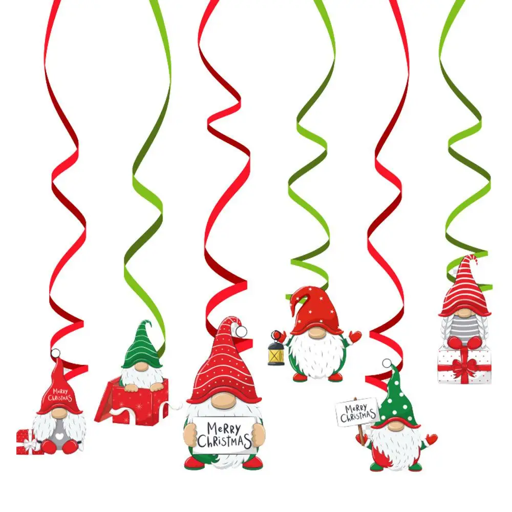 

New 6pcs/set Decoration Pendant Colorful Christmas Decoration Spira Pendant For Home Santa Claus Elk