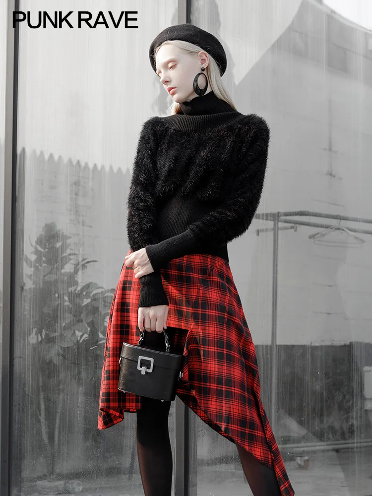 Панк рейв девушка темперамент свитер женский короткий дизайн тонкий пуловер с