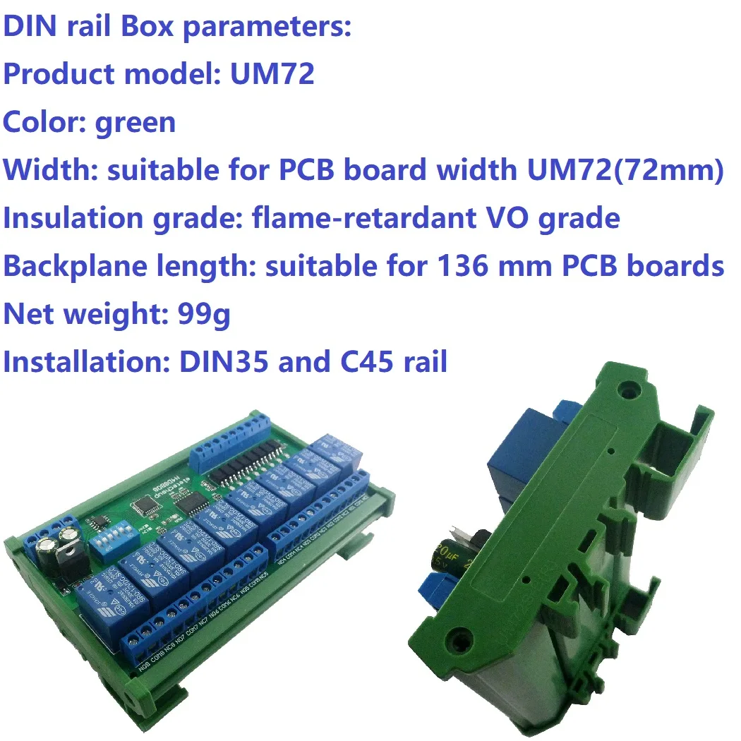 

DC 12V 24V 8 Isolated Input & 8 Output DIN35 C45 Rail Box UART RS485 Relay Module Modbus RTU Control Switch Board