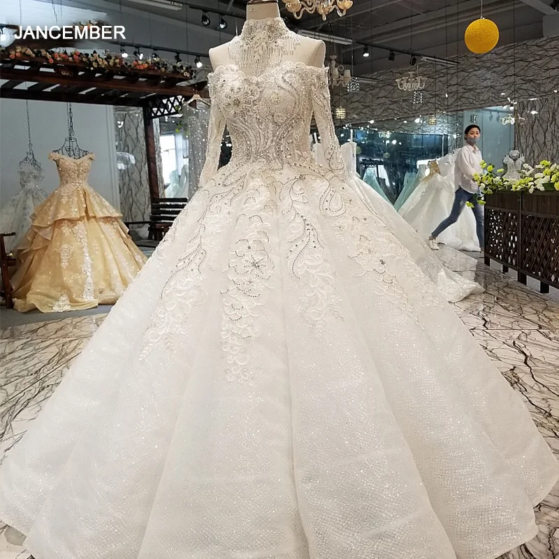 LS64448 юбка свадебного платья с открытыми плечами и длинным рукавом в форме изгиба