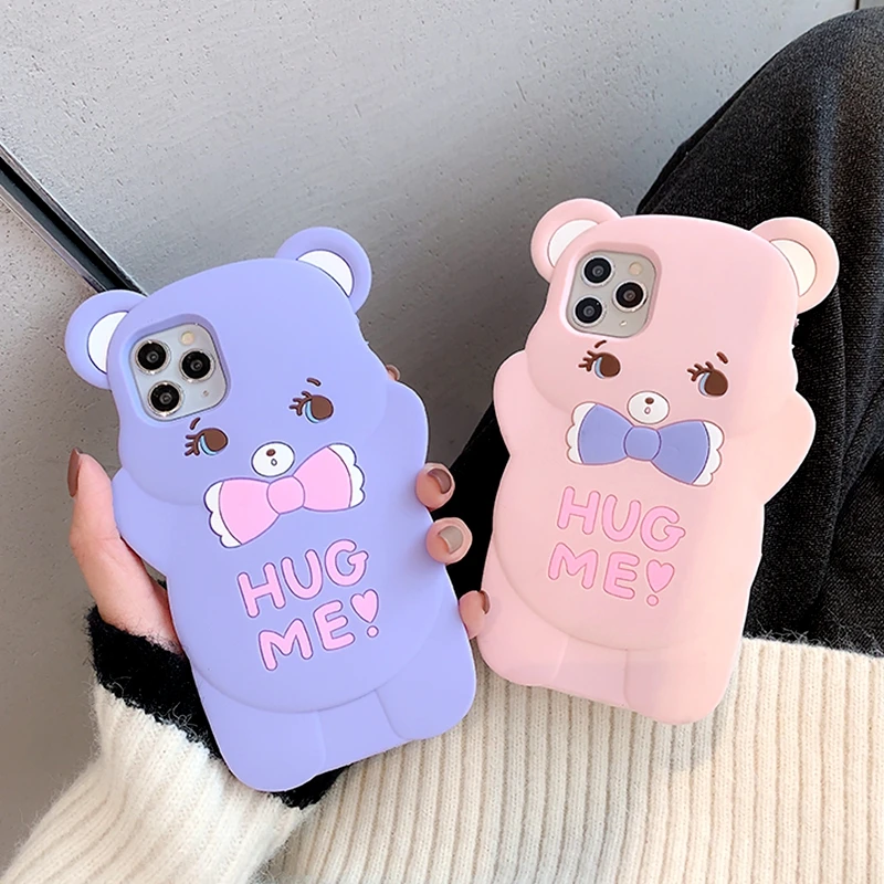 Модный 3D мультяшный медведь для iPhone 11 Pro Max XS XR X мягкий силиконовый чехол телефона