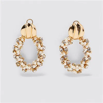 JURAN ZA, новая мода, геометрические висячие серьги с кристаллами,, Boho, ручной работы, висячие серьги для женщин, ювелирное изделие, подарок - Окраска металла: 52940-GD