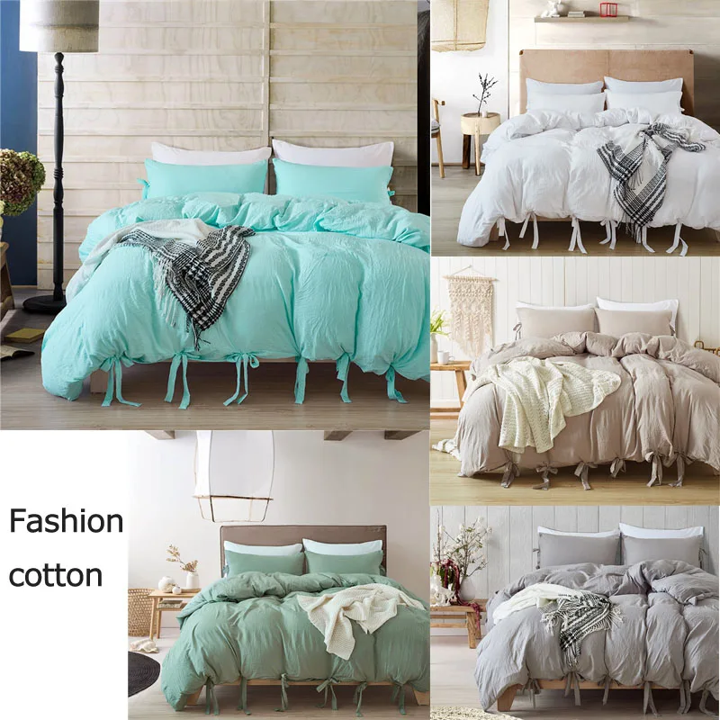 Однотонные роскошные современные комплекты постельного белья пододеяльник 3 шт.