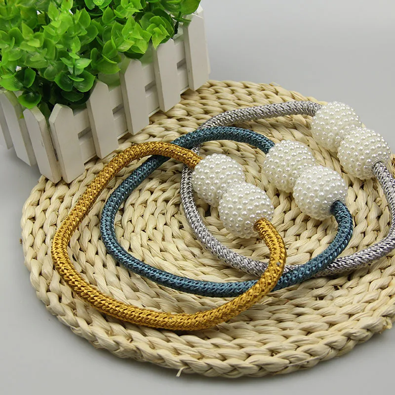 Новые серебряные магнитные жемчужные застежки для штор с шариками зажимы