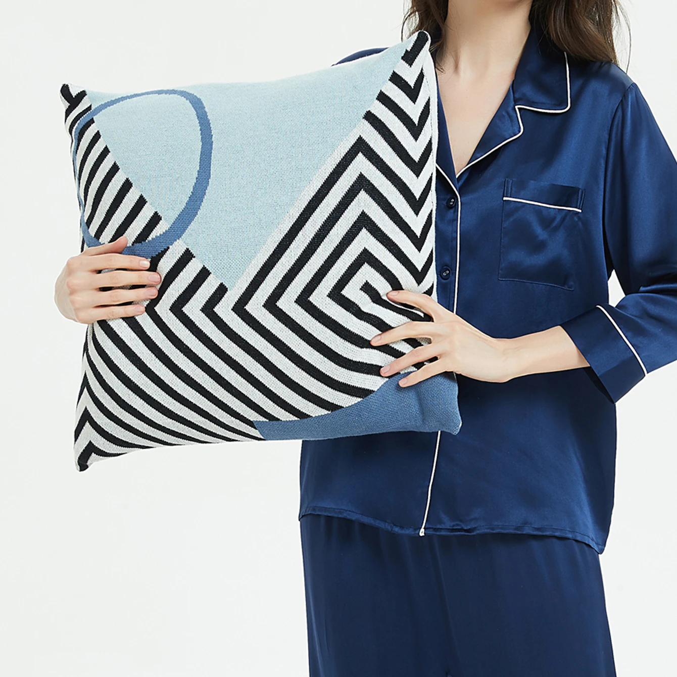 

REGINA Stripe Color Plaid Knitted Pillow Case Scandinavian Style Cotton Soft Bedroom Decorative Throw Pillow Cover Cushion Cover