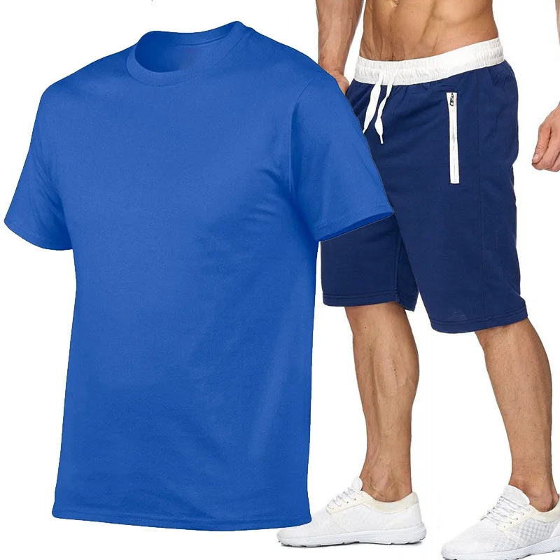 

Men Clothing 2021 Summer Sports Casual Shorts Men's Running Training Shorts and T-shirt Suit Plus Size Shorts
